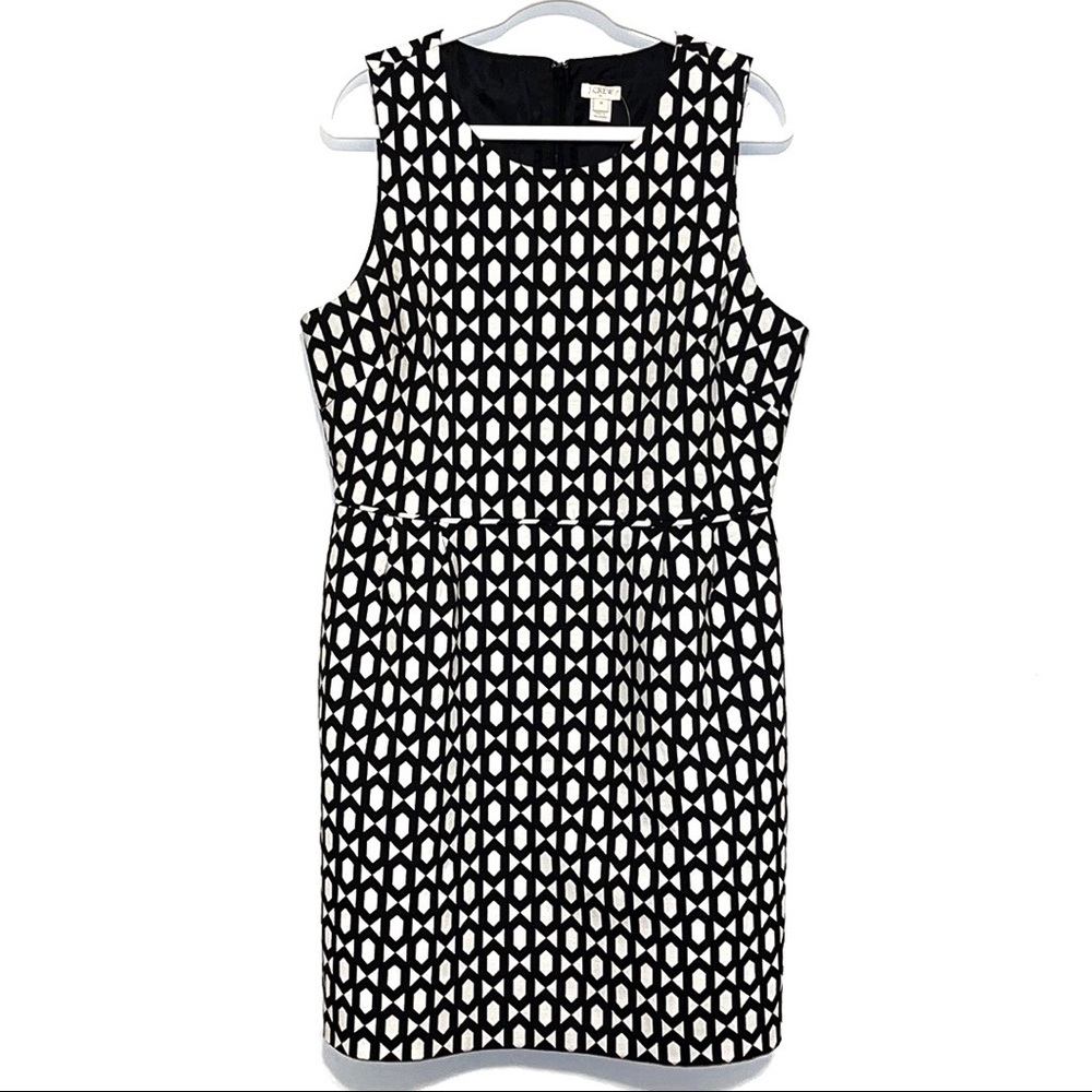 J. Crew Black and White Geometric Sheath Dress